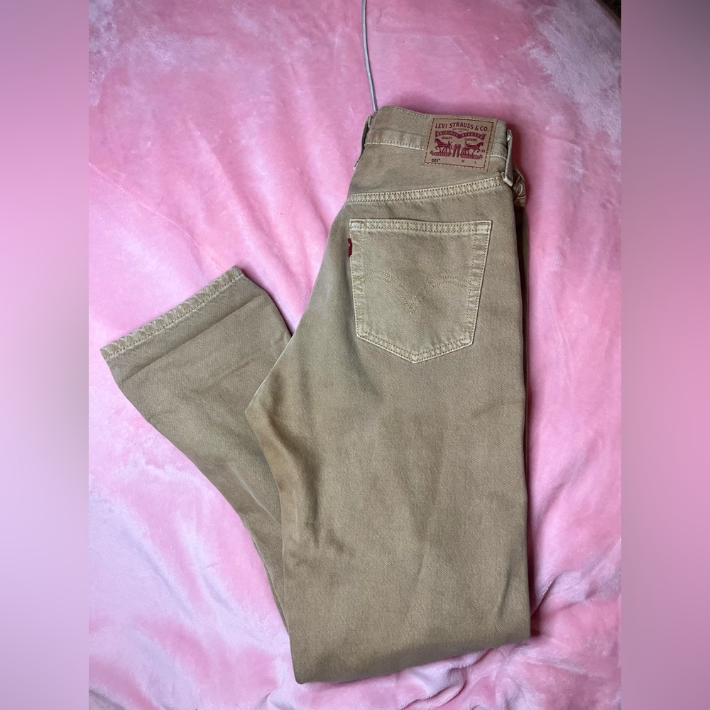Levi's 501 original cropped tan Jeans